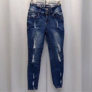 S.O.N.G. Curvy High Rise Skinny Ankle Grazer Jeans Distressed Denim Size 5/27